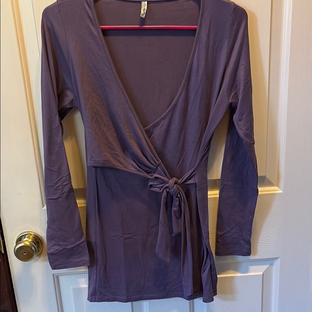 Mother Bee Maternity Lavender Wrap Top